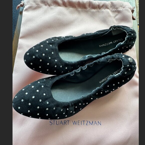 Stuart Weitzman - Bling Crystal Embellished Suede Ballet Flats -- Size 6 - Picture 2 of 7